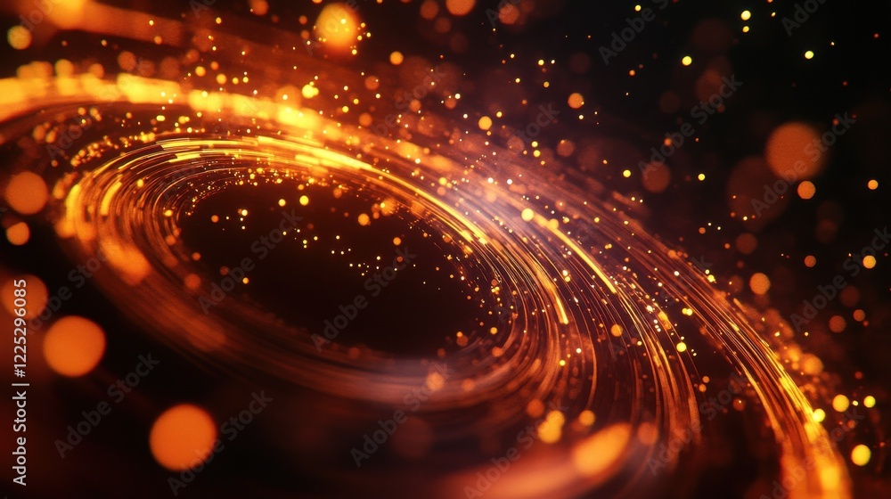 Poster abstract quantum technology background. glowing particles and blurred circles. digital innovation co