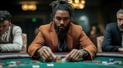 A competitive card game scene with players fully focused on their strategies.