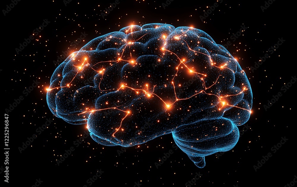Poster artificial intelligence brain with advanced neural connections