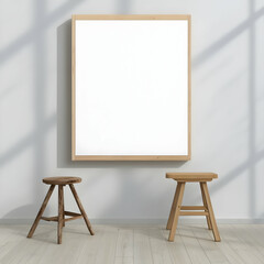 Wooden Stools and Blank Canvas Illustration
