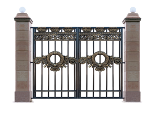 Manor gate with columns . C.