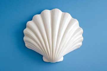 Isolated White Seashell on Pastel Blue Background - Ideal for Home Decor and Beach Themes