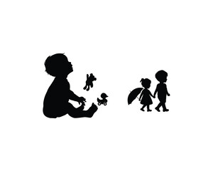 Child and couple silhouette