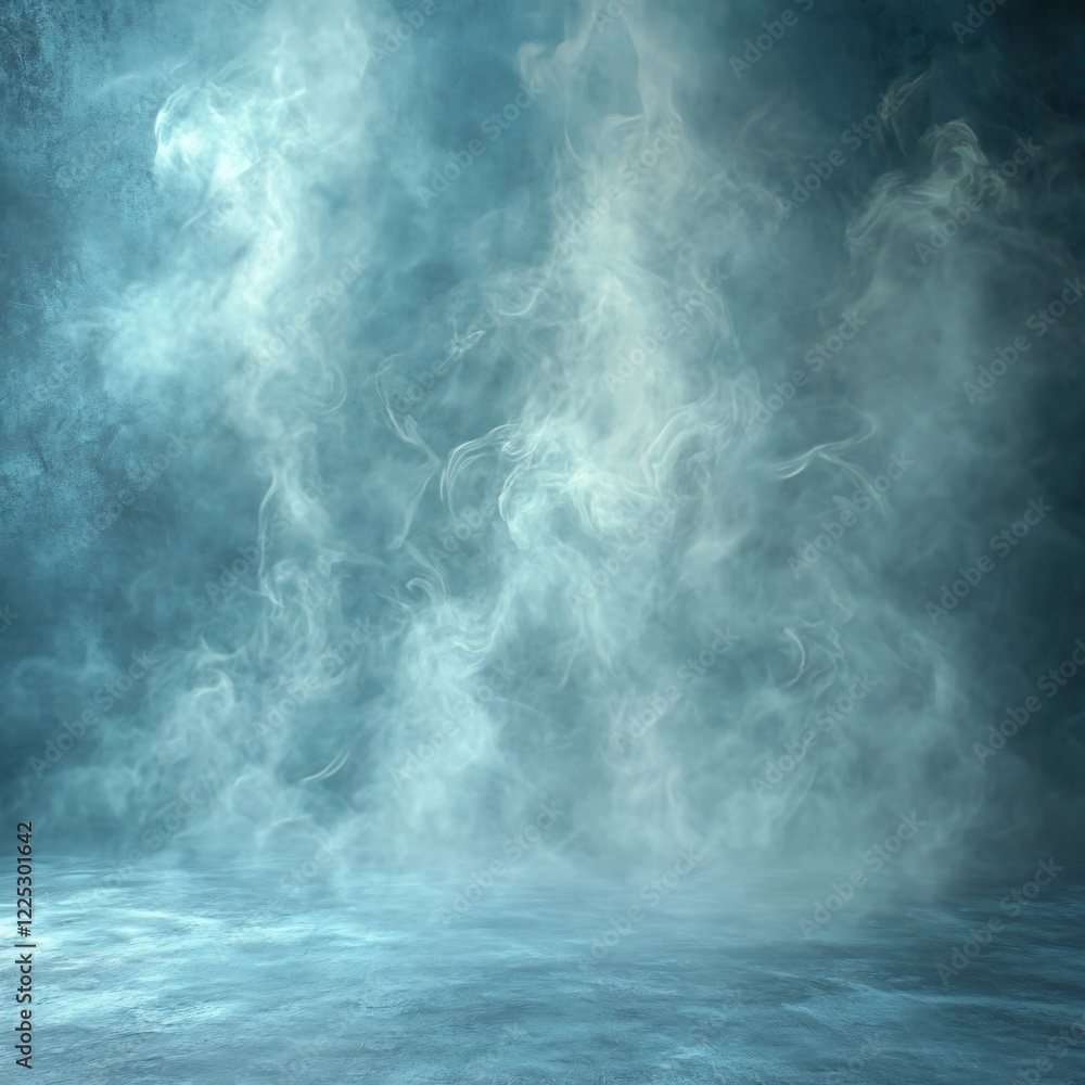 Poster moody blue smoke effect on a textured surface creating a mysterious and ethereal atmosphere