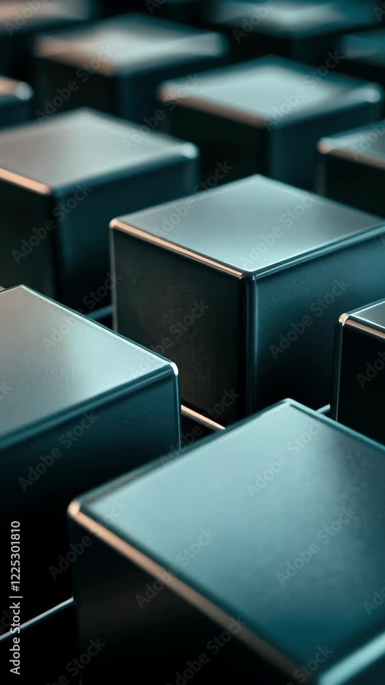 Aufkleber dark metallic cubes create a visually striking abstract pattern in a close-up arrangement
