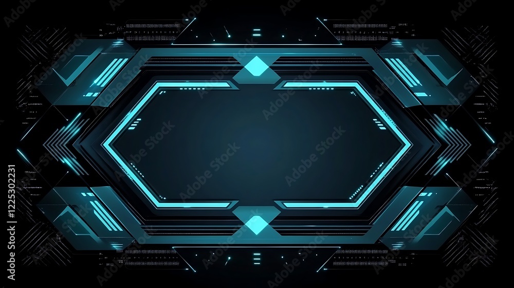 Poster abstract futuristic tech hexagon interface design