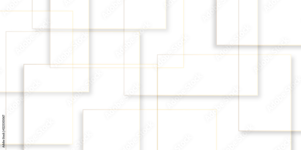 Poster Abstract white and grey geometric overlapping square pattern, design of technology background with shadow. abstract square background geometry shine and element template for web presentation design	