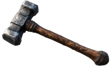 Photography of Sturdy War Hammer Knight's Weapon on Transparent Background