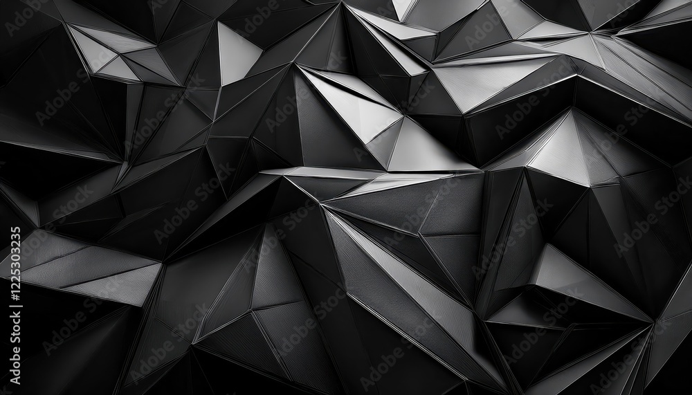Poster striking low poly black texture background rendering showcasing modern artistic aesthetic, ideal for