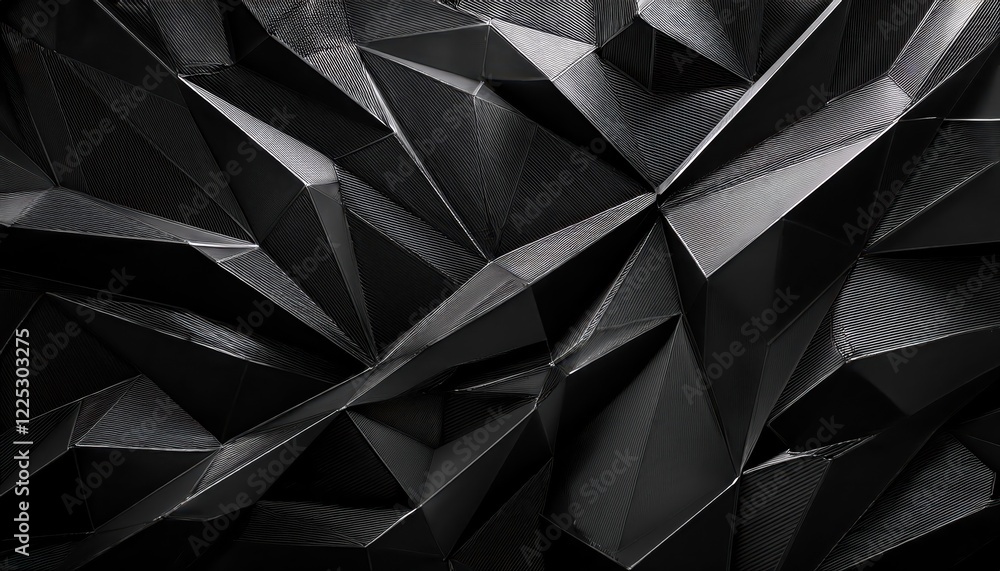 Poster epic low poly black background texture rendering a captivating abstract scene with striking black an
