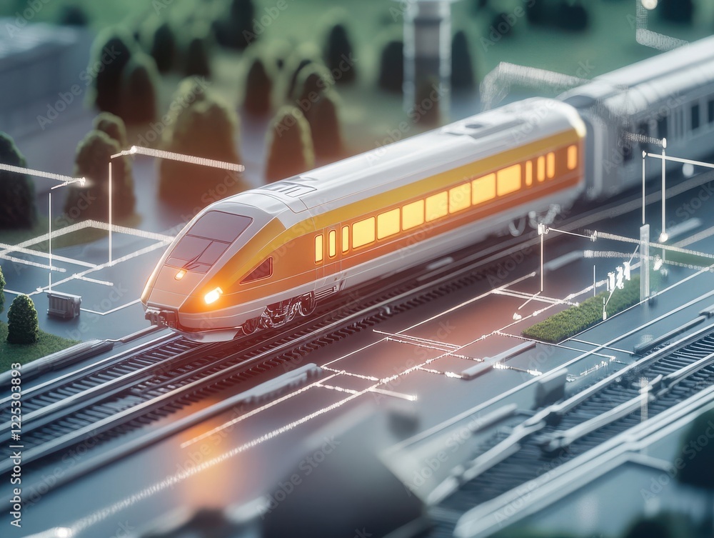 Poster testing high-speed maglev train system in advanced rail infrastructure urban technology focus