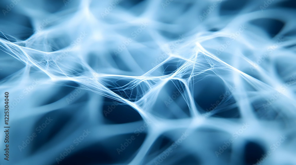 Poster abstract blue digital network background with intricate connections and flowing lines, perfect for t