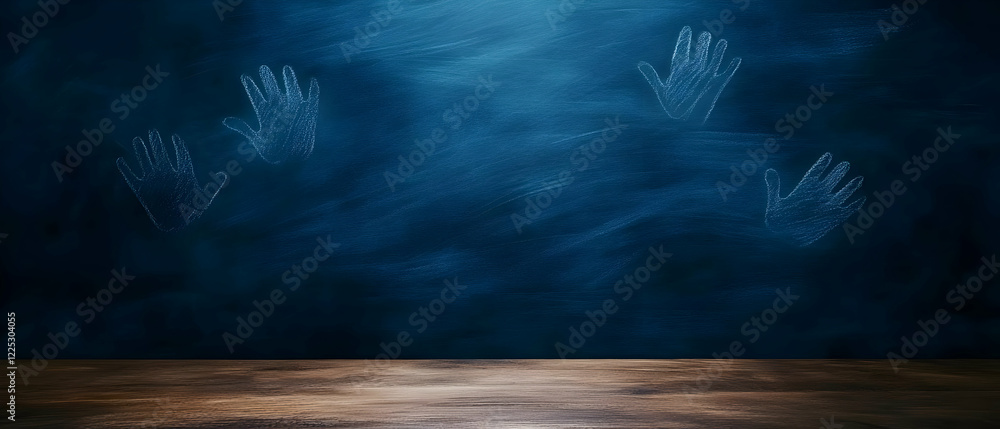 Poster abstract background with handprint shadows creating a mysterious atmosphere and inviting interpretat