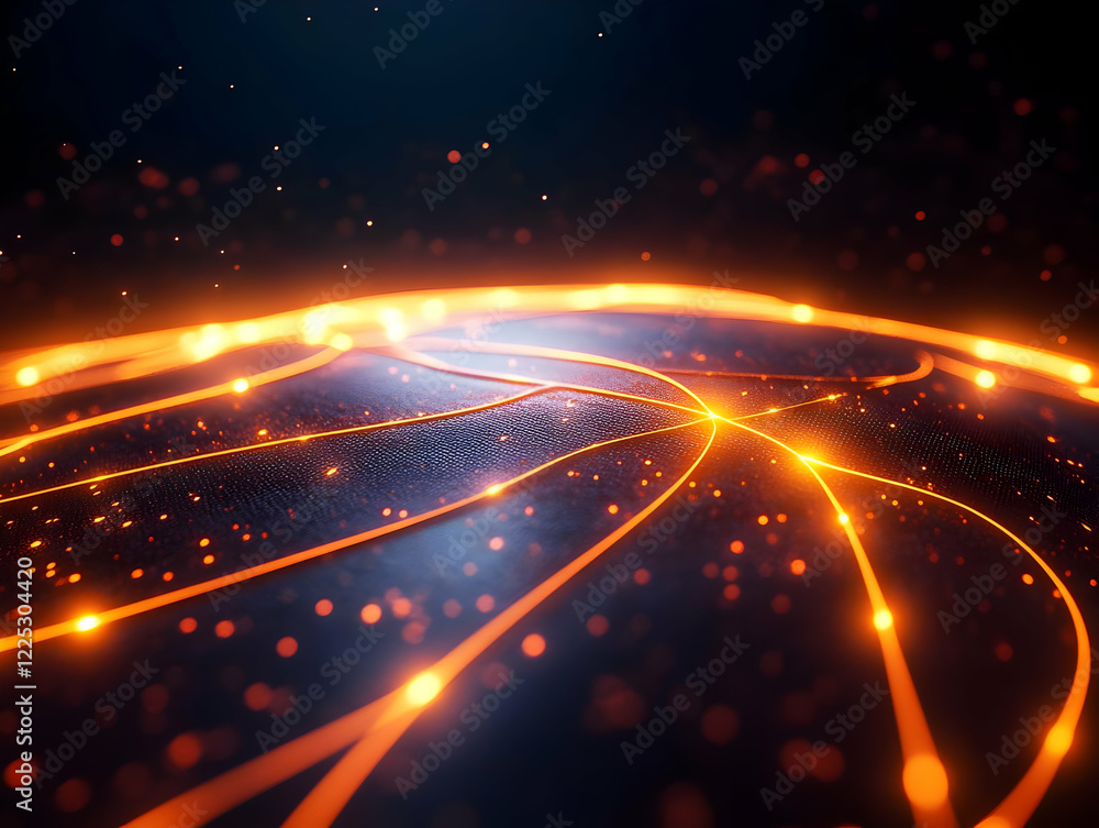 Poster abstract glowing light patterns create a mesmerizing visual effect, representing energy and innovati