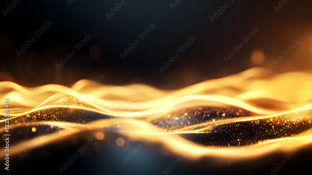 Poster abstract golden waves create a mesmerizing and dynamic visual effect, symbolizing energy and fluidit
