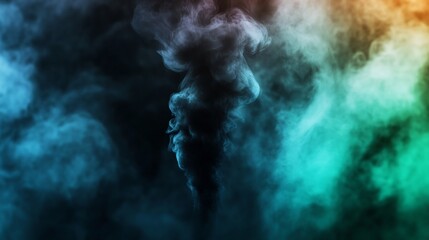 Abstract Smoke Art: Teal, Green, and Orange Swirls
