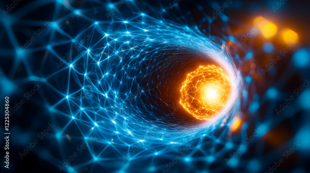 Poster abstract representation of data, energy movement, and interconnected networks visualizes technology'