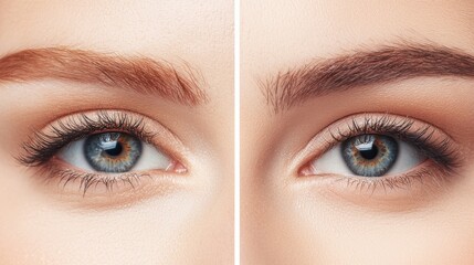 Obraz premium Closeup of a Stunning Woman s Elegant Face with Flawless Makeup and Captivating Blue Eyes