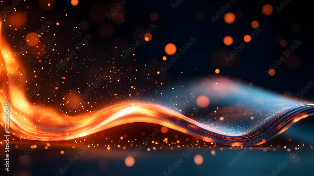 Poster abstract wavy colors and glowing particles create a mesmerizing visual effect for digital design pro