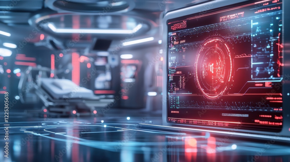 Aufkleber futuristic digital interface with hud control panel and data screens
