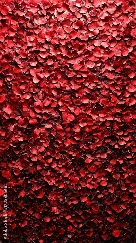 Poster red petals covering a surface creating a textured pattern with a gradient from light to dark