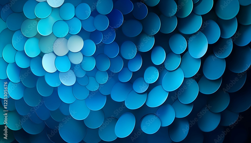 Poster an abstract blue pattern with vibrant circular shapes creating a visually stunning effect and depth.