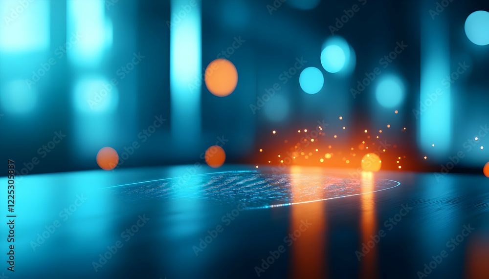 Poster an abstract representation of light and color blending, creating a vibrant and dynamic atmosphere fo