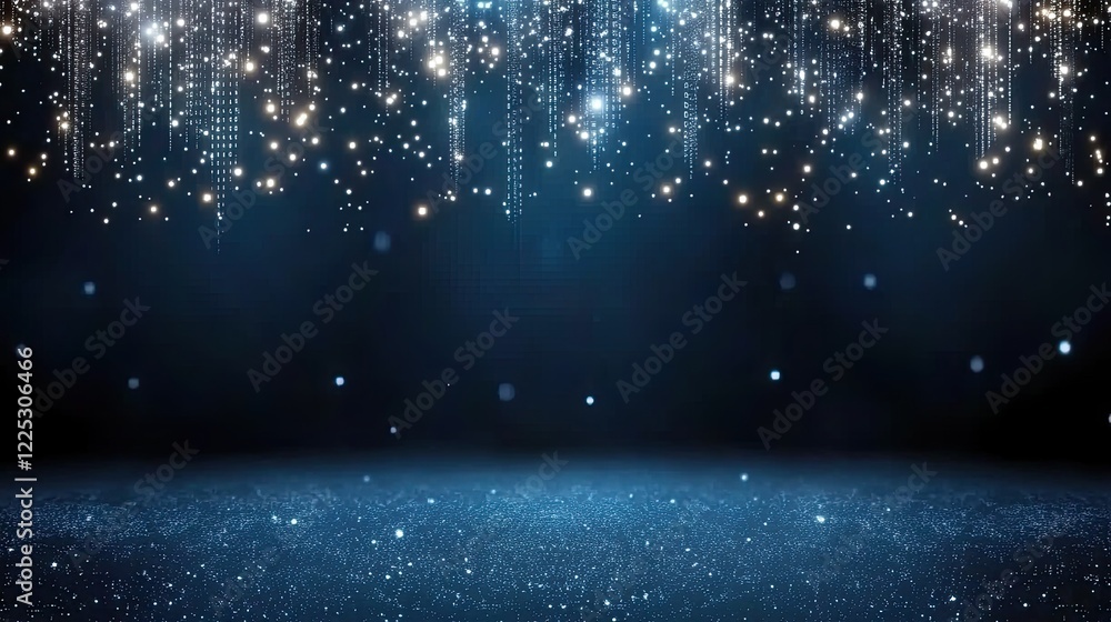 Fototapete A detailed background featuring glowing elements and binary code set against a dark blue backdrop, ideal for technology themes