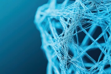 Abstract blue network structure showcasing intricate patterns and textures, ideal for technology, innovation, or scientific concepts