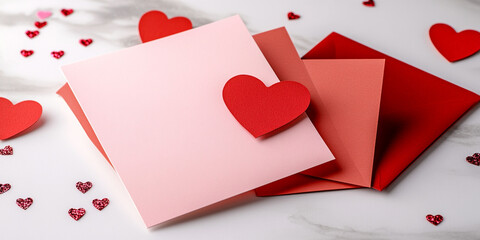 Scene of a stack of Valentine's Day cards surrounded by love - Ideal for greeting card businesses and Valentine's Day promotions