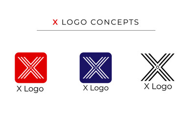 X logo icon design template, X logo concepts for company, Letter X logo, Vector X template icon, simple letter X app icon blue logo alphabet for company