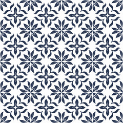 Fototapeta premium Elegant Blue and White Tile Pattern with Soft Ornamental Accents