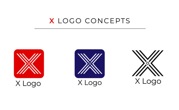 X logo icon design template, X logo concepts for company, Letter X logo, Vector X template icon, simple letter X app icon blue logo alphabet for company