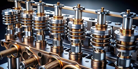 Fototapeta premium Precise Engineering A Detailed Close-Up of a Complex Mechanical System's Internal Components