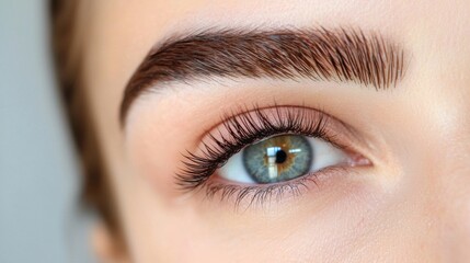 Naklejka premium Closeup of a woman s mesmerizing blue eyes with dramatic eye makeup
