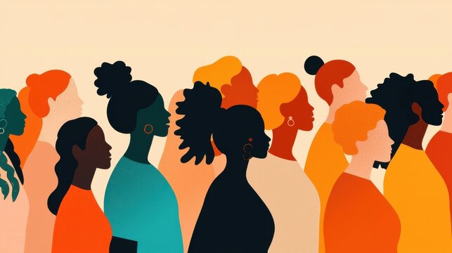 Diverse Silhouettes of People in a Multicultural Community Gathering