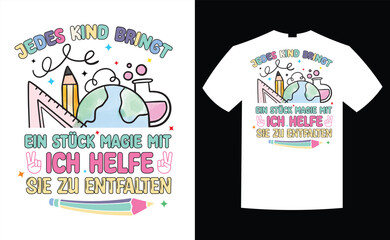 Jedes Kind Bright German Word Kindergarten T Shirt, Back To School T-Shirt Design Vector Graphic, Vintage Back To School T-Shirt Design, Typography, Back To School Kids Boys