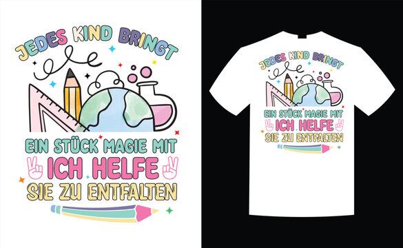 Jedes Kind Bright German Word Kindergarten T Shirt, Back To School T-Shirt Design Vector Graphic, Vintage Back To School T-Shirt Design, Typography, Back To School Kids Boys