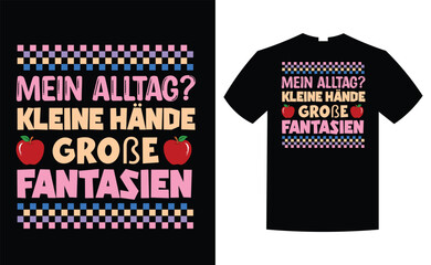 Mein Alltag German Word Kindergarten T Shirt, Back To School T-Shirt Design Vector Graphic, Vintage Back To School T-Shirt Design, Typography, Back To School Kids Boys