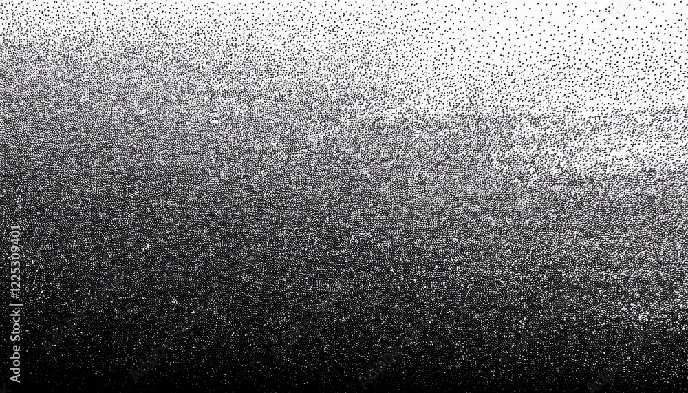Poster vibrant black and white halftone grunge background with stipple dots, showcasing dynamic textures an