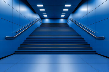 Blue Staircase 3D Illustration
