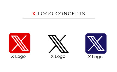 X logo icon design template, X logo concepts for company, Letter X logo, Vector X elements template icon, simple letter X app icon blue logo alphabet for company