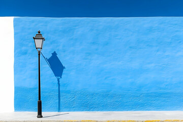 Blue Wall Lamppost Illustration