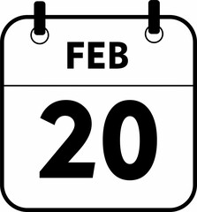  February 20 Calendar Icon – Minimalist Date Symbol