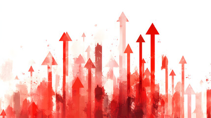 Red Arrows Rising Symbolically Representing Growth