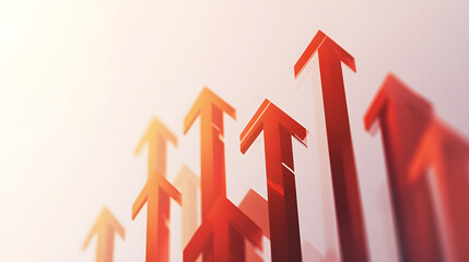 Multiple Red Arrows Pointing Upward Representing Growth