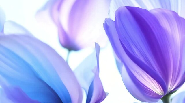 Close-up shot of Morning Glory petals with gradients blending seamlessly, mimicking the soft hues of blooming Morning Glories in spring, creating a dynamic, ethereal movement.
