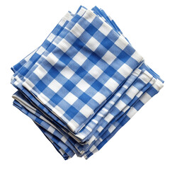 Folded kitchen towel with check pattern on white or transparent background