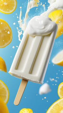 zitrone, vanile, eis, am stiel, stieleis, eis, essen, erk&auml;ltung, eis am stiel, creme, isoliert, dessert, s&uuml;ss, baton, eiscreme, gefroren, praline, wei&szlig;, sommer, eiscreme, eiscreme, brotzeit, cool, obs