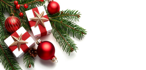 Two Red Christmas Ornaments with Gold Stars - Ideal for Holiday Decorations and Festive Season Displays